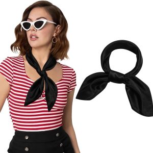 23.6" Satin Neck Scarf Small Hair Scarf Women Silk Head Scarf Costume Bandana Girls Vintage Handkerchief Ribbon Scarf